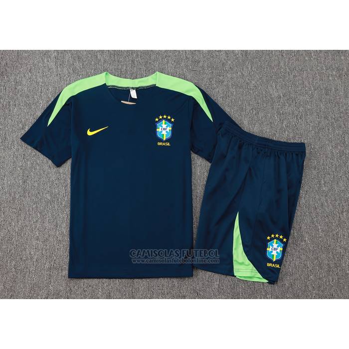 Fato de Treino Brasil Manga Curta 2024-2025 Azul - Calcas Curta